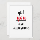 Meisje dat je Geweldige bent, Vrouw persoon Bedankkaart (Voorkant / Achterkant)