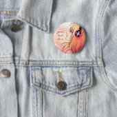  meisje dat naar muziek luistert ronde button 5,7 cm (In situ)