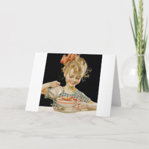 Meisje dat ontbijt eet kaart