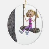 Meisje dat op een Rope Swing zwemt Keramisch Ornament (Links)