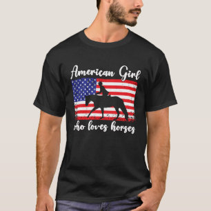 Meisje dat paarden liefheeft Trots Amerikaanse Vla T-shirt