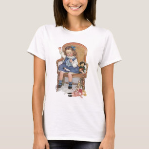 Meisje dat poppen naait t-shirt