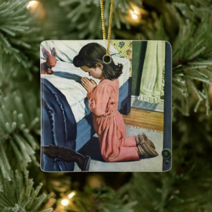 Meisje dat 's avonds bidt, het Onze Vader Keramisch Ornament