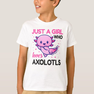 Meisje dat van Axolotls houdt, roze Kawaii Fish T-shirt