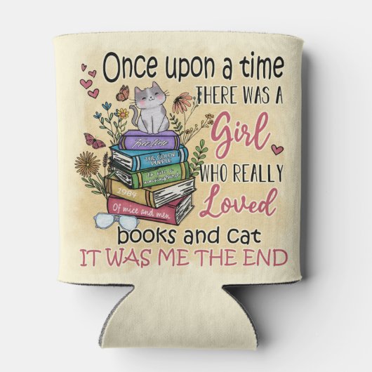 Meisje dat van boeken houdt blikjeskoeler (Achterkant)