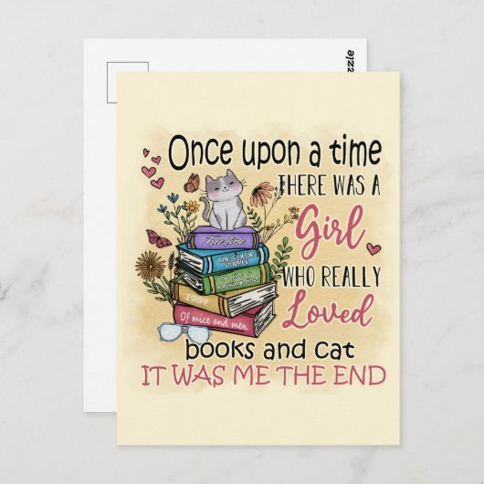 Meisje dat van boeken houdt briefkaart (Voorkant / Achterkant)