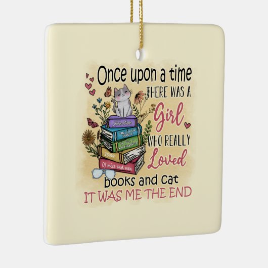 Meisje dat van boeken houdt keramisch ornament (Rechts)