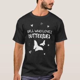 Meisje dat van Butterflies houdt, kleurrijke vlind T-shirt