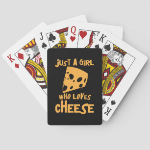 Meisje dat van de kaasemmentaal Zwitsers houdt Pokerkaarten