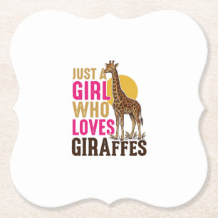 Meisje dat van Giraffen Houdt Vintage Giraffe Shir Kartonnen Onderzetters