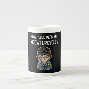 Meisje dat van katten houdt, cadeau voor motorfiet porselein kop