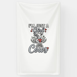 Meisje dat van koeien houdt Vintage leuk shirt ont Spandoek