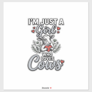 Meisje dat van koeien houdt Vintage leuk shirt ont Sticker