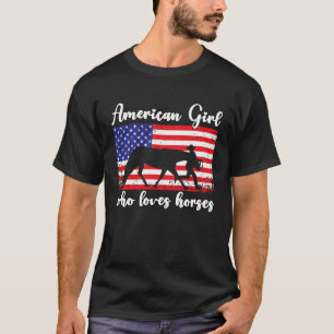 Meisje dat van paarden houdt Trots Amerikaanse Vla T-shirt