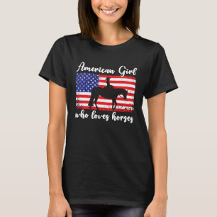 Meisje dat van paarden houdt Trots Amerikaanse Vla T-shirt