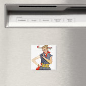 Meisje dat vliegvliegtuigen stort magneet (Insitu (Vaatwasser))