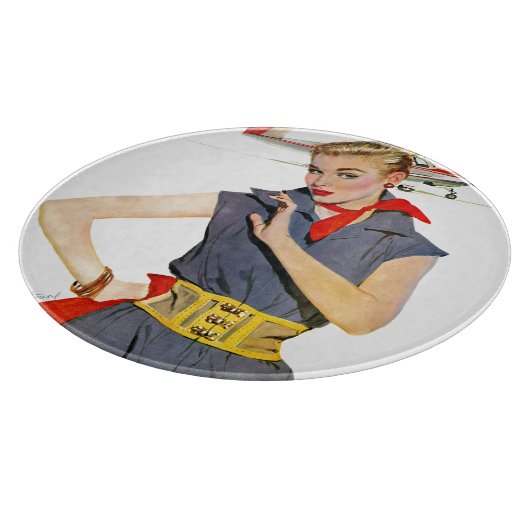 Meisje dat vliegvliegtuigen stort snijplank (Hoek)