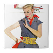 Meisje dat vliegvliegtuigen stort tegeltje (Voorkant)