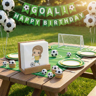 Meisje dat voetbal speelt Schattige kinder sporten Servet