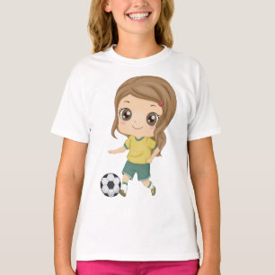 Meisje dat voetbal speelt Schattige kinder sporten T-shirt