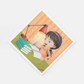Meisje dat werkt op een bureau in Napkins Servet (Hoek)