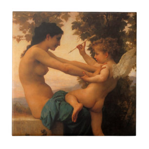 Meisje dat zich verdedigt tegen Cupido door Bougue Tegeltje