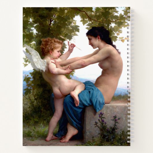 Meisje dat zich verdedigt tegen Eros Cupido Fine A Notitieboek (Achterkant)