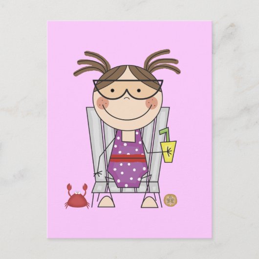 Meisje dat zich verplaatst naar Beach Tshirts en G Briefkaart (Voorkant)