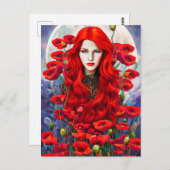 Meisje dat zich verschuilt in papaverbloemen briefkaart (Voorkant / Achterkant)