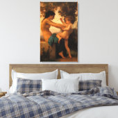 Meisje dat zichzelf verdedigt tegen Cupid door Bou Canvas Afdruk (Insitu (Slaapkamer))