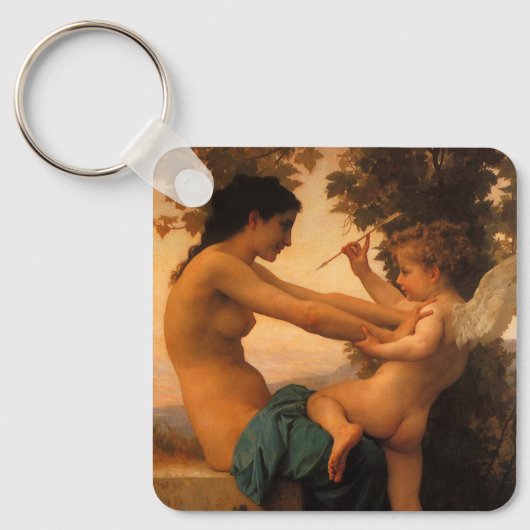 Meisje dat zichzelf verdedigt tegen Cupid door Bou Sleutelhanger (Voorkant)