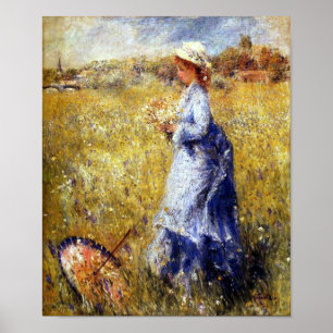 Meisje die de Fijne Kunst van Bloemen verzamelen Poster