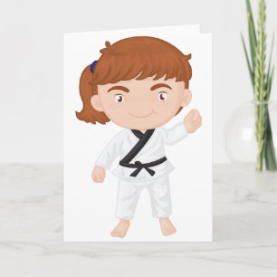 Meisje die de Wenskaarten van de Karate doen Kaart
