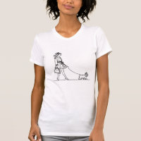 Meisje die een hond, één lijntekening, coquette lo