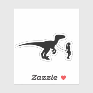 Meisje die Haar Huisdier Dinosaurus Grappig Gag Gi Sticker