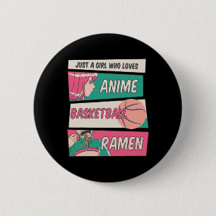 Meisje die houdt van anime basketbal en Ramen Kawa Ronde Button 5,7 Cm