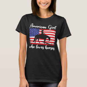 Meisje die houdt van paarden Trots Amerikaanse vla T-shirt