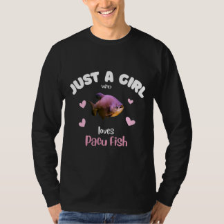 Meisje die houdt van pacu vis t-shirt