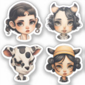 Meisje Dierenvriend Sticker (Voorkant)