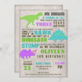 Meisje dinosaurus dino graven verjaardagsfeestje kaart (Voorkant / Achterkant)