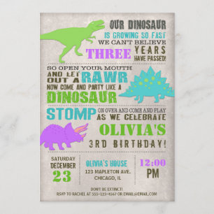 Meisje dinosaurus dino graven verjaardagsfeestje kaart
