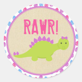 Meisje Dinosaurus Verjaardag Stickers Roze Dinosau