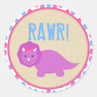 Meisje Dinosaurus Verjaardag Stickers Roze Dinosau