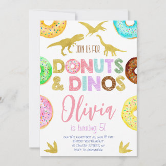 Meisje Dinosaurussen en Donuts Verjaardag Kaart