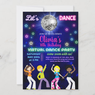 Meisje discomuziek dansfeest, virtueel dansfeest. kaart