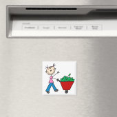 Meisje Doing Yardwork Magnet Magneet (Insitu (Vaatwasser))