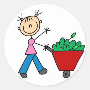 Meisje Doing Yardwork Sticker