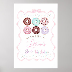 Meisje Donut Verjaardagsfeest Welkomstbord Poster