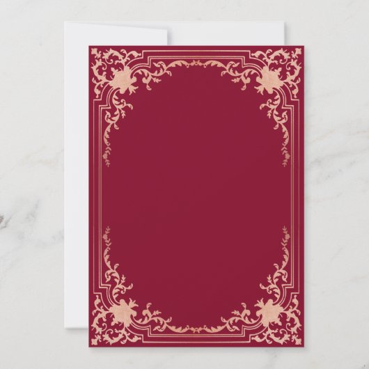 Meisje Doop Diep Rood Roze Rose Gouden Kruis Vinta Kaart (Achterkant)