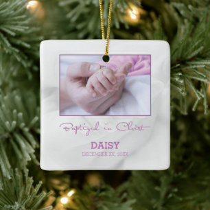 Meisje Doop Gefeliciteerd met Baby Gepersonaliseer Keramisch Ornament